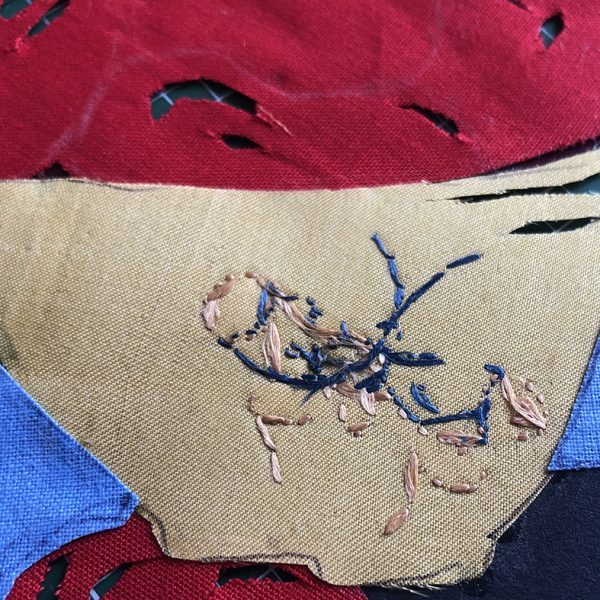 View from the back of the cup, all hand-stitched